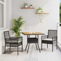 vidaXL Zestaw do jadalni w ogrodzie 3 pcs Czarny polirattan