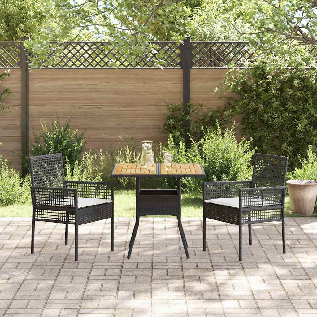 vidaXL Zestaw do jadalni w ogrodzie 3 pcs Czarny polirattan