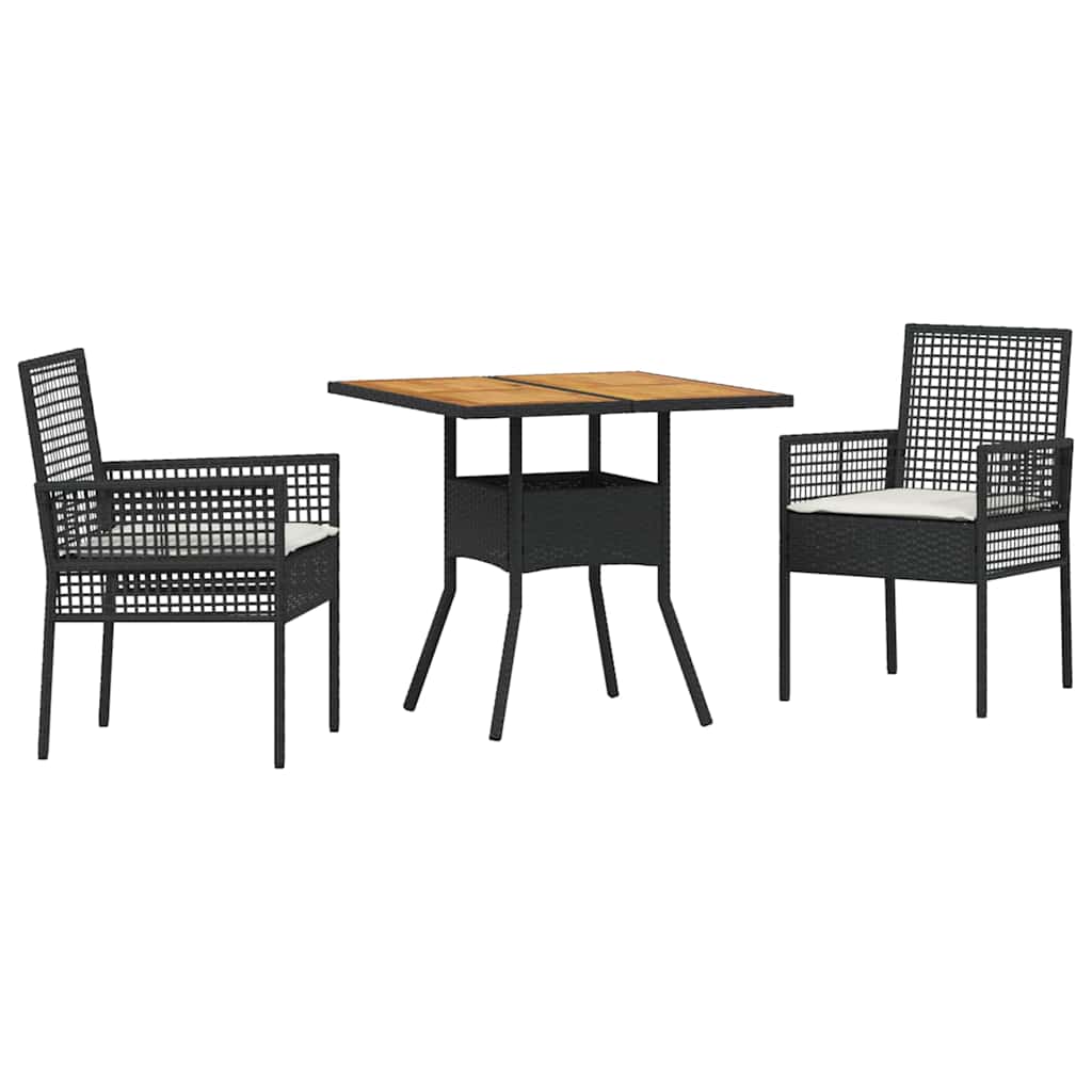 vidaXL Zestaw do jadalni w ogrodzie 3 pcs Czarny polirattan
