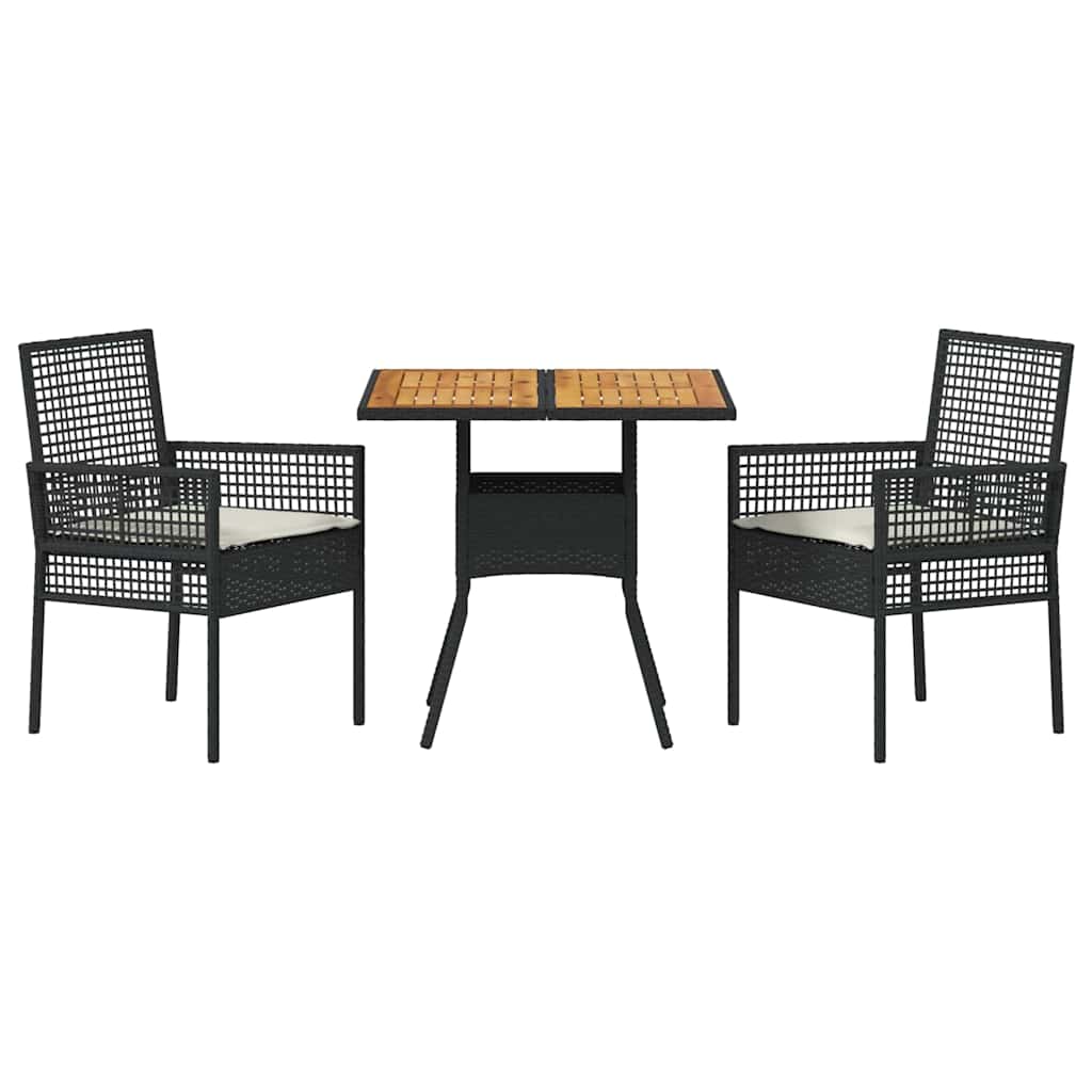 vidaXL Zestaw do jadalni w ogrodzie 3 pcs Czarny polirattan