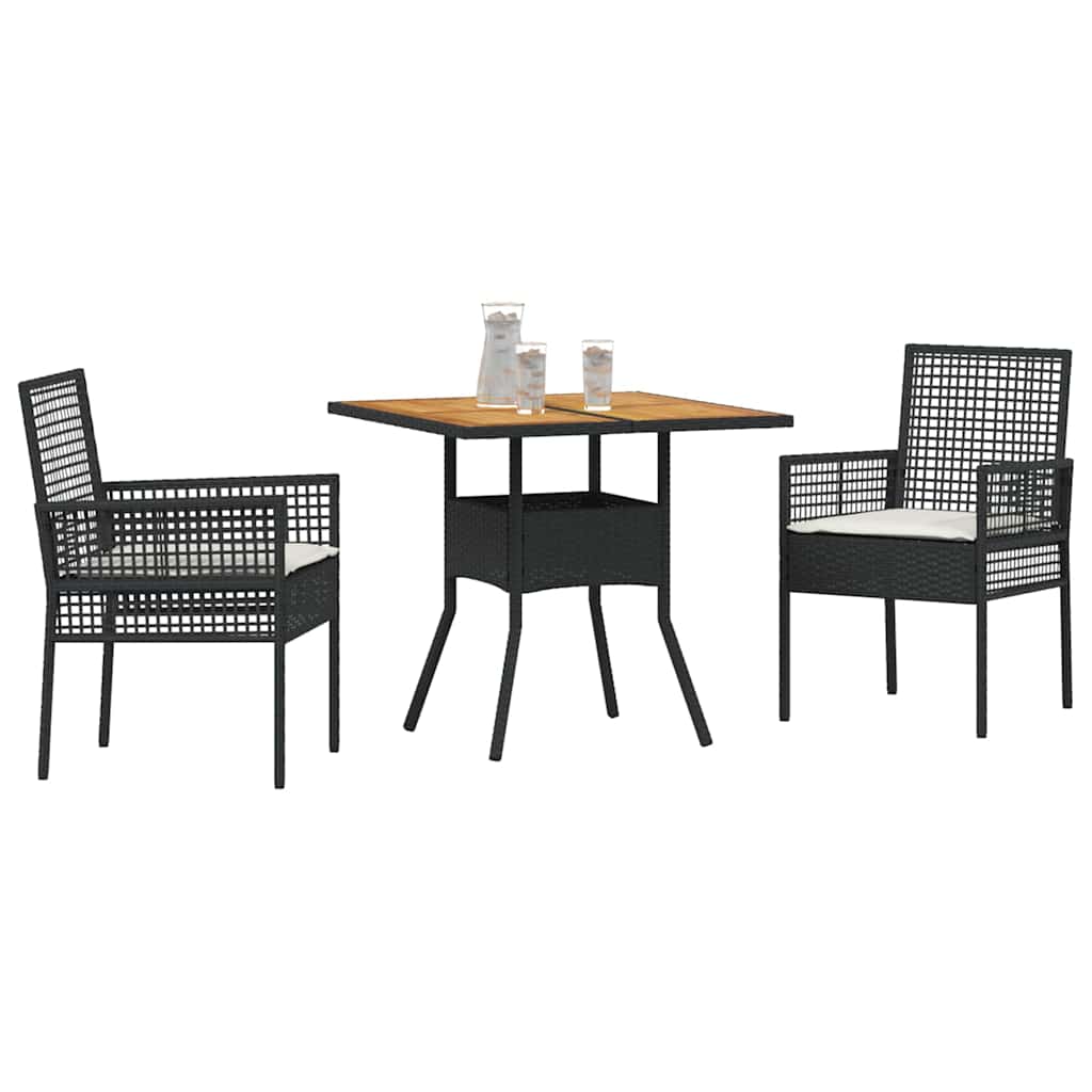 vidaXL Zestaw do jadalni w ogrodzie 3 pcs Czarny polirattan