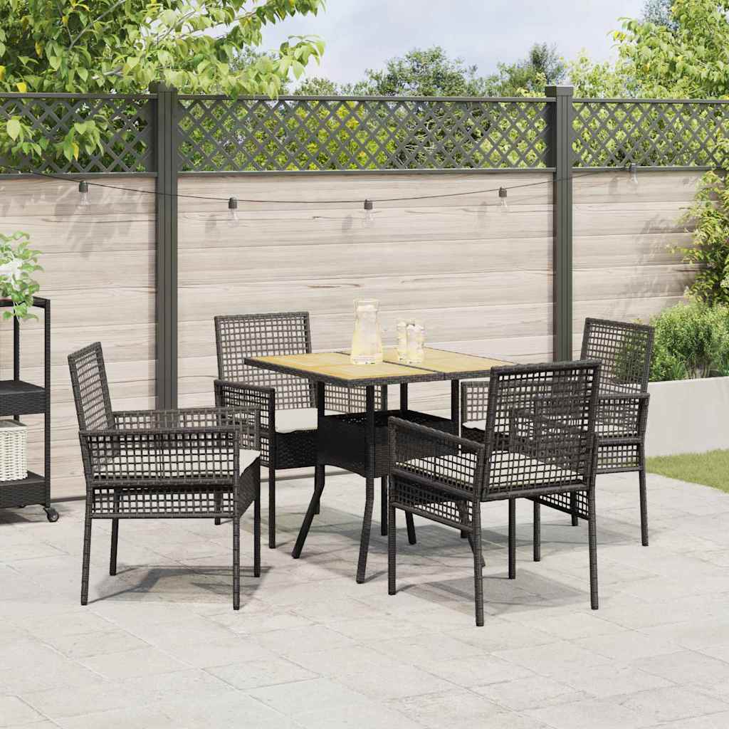vidaXL Zestaw do jadalni w ogrodzie 5 pcs Czarny polirattan