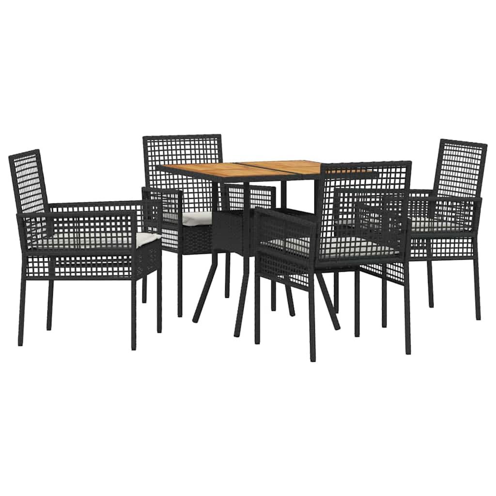 vidaXL Zestaw do jadalni w ogrodzie 5 pcs Czarny polirattan