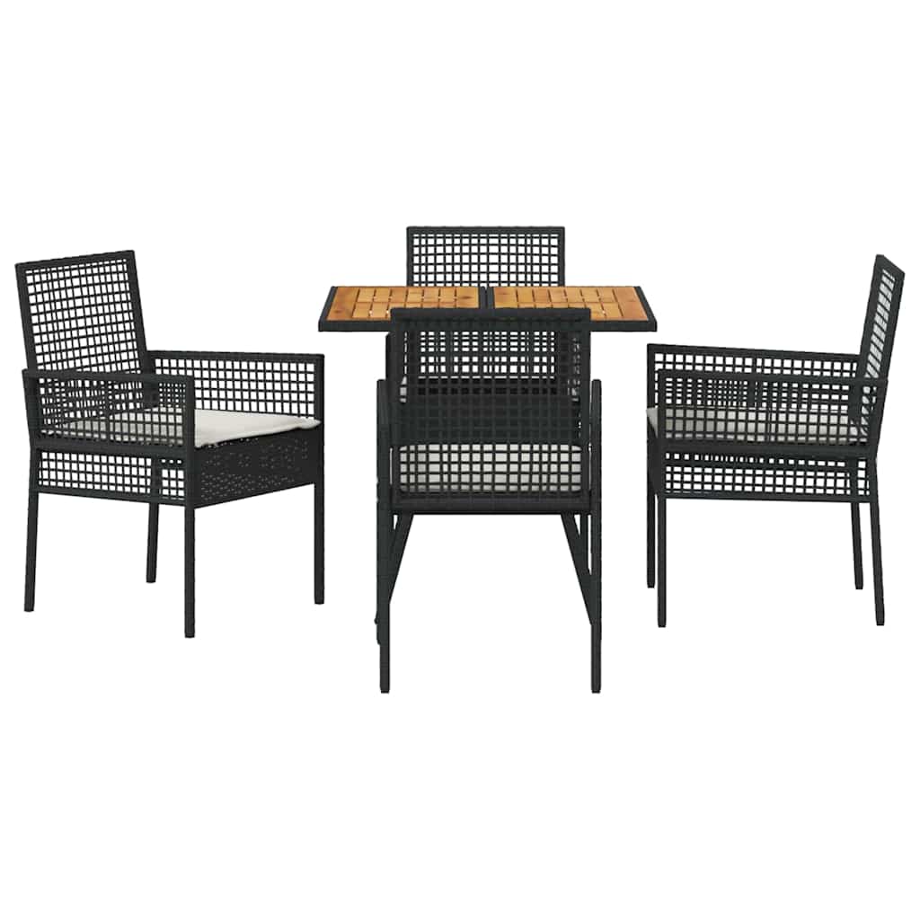 vidaXL Zestaw do jadalni w ogrodzie 5 pcs Czarny polirattan