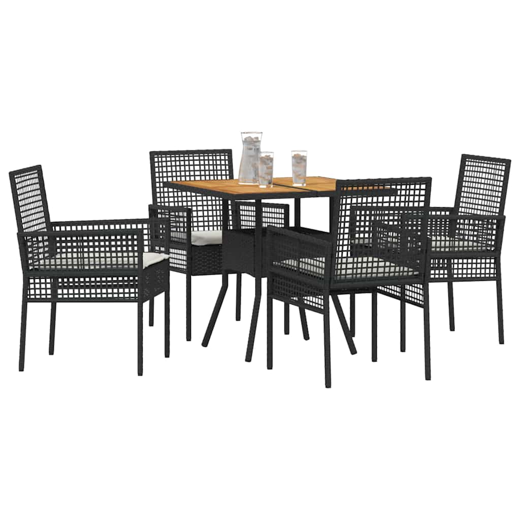 vidaXL Zestaw do jadalni w ogrodzie 5 pcs Czarny polirattan