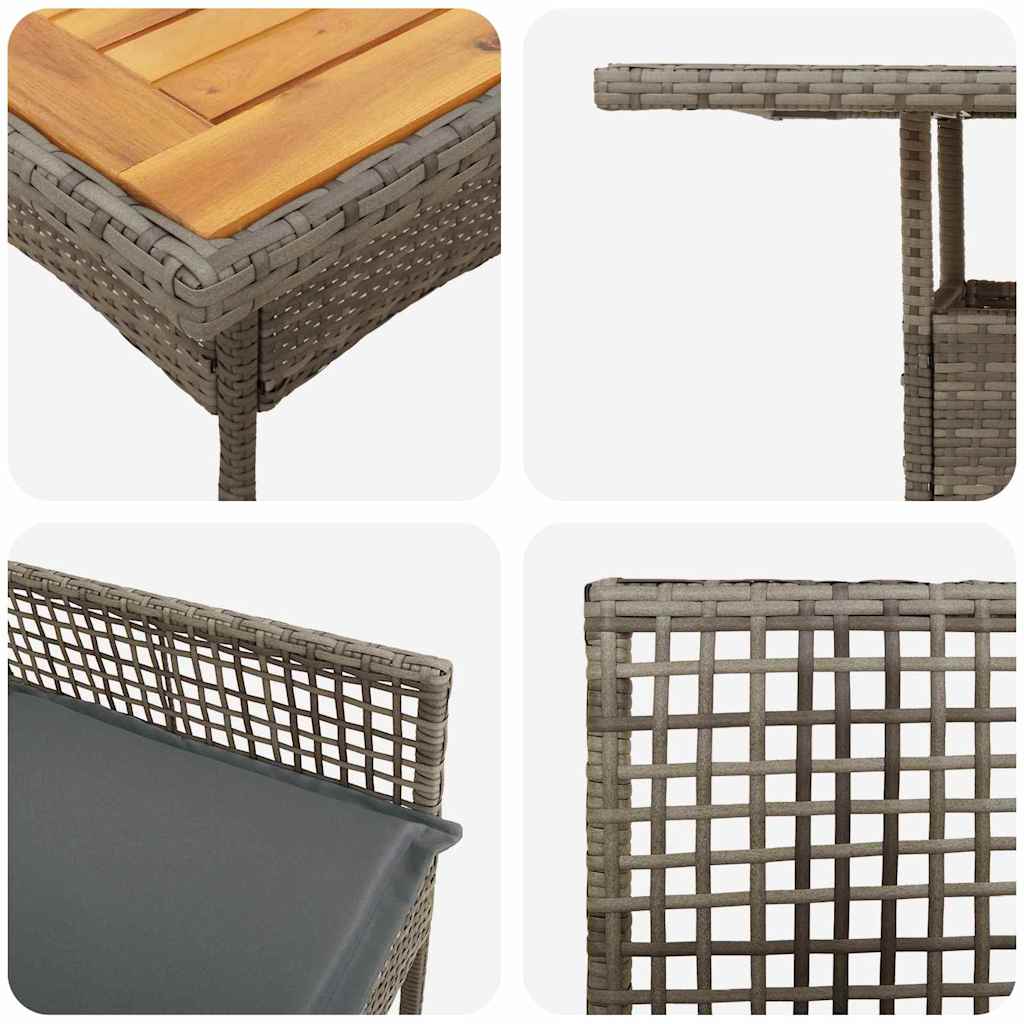 vidaXL Zestaw do jadalni w ogrodzie 3 pcs Szary polirattan