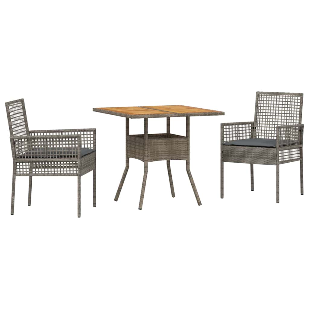 vidaXL Zestaw do jadalni w ogrodzie 3 pcs Szary polirattan