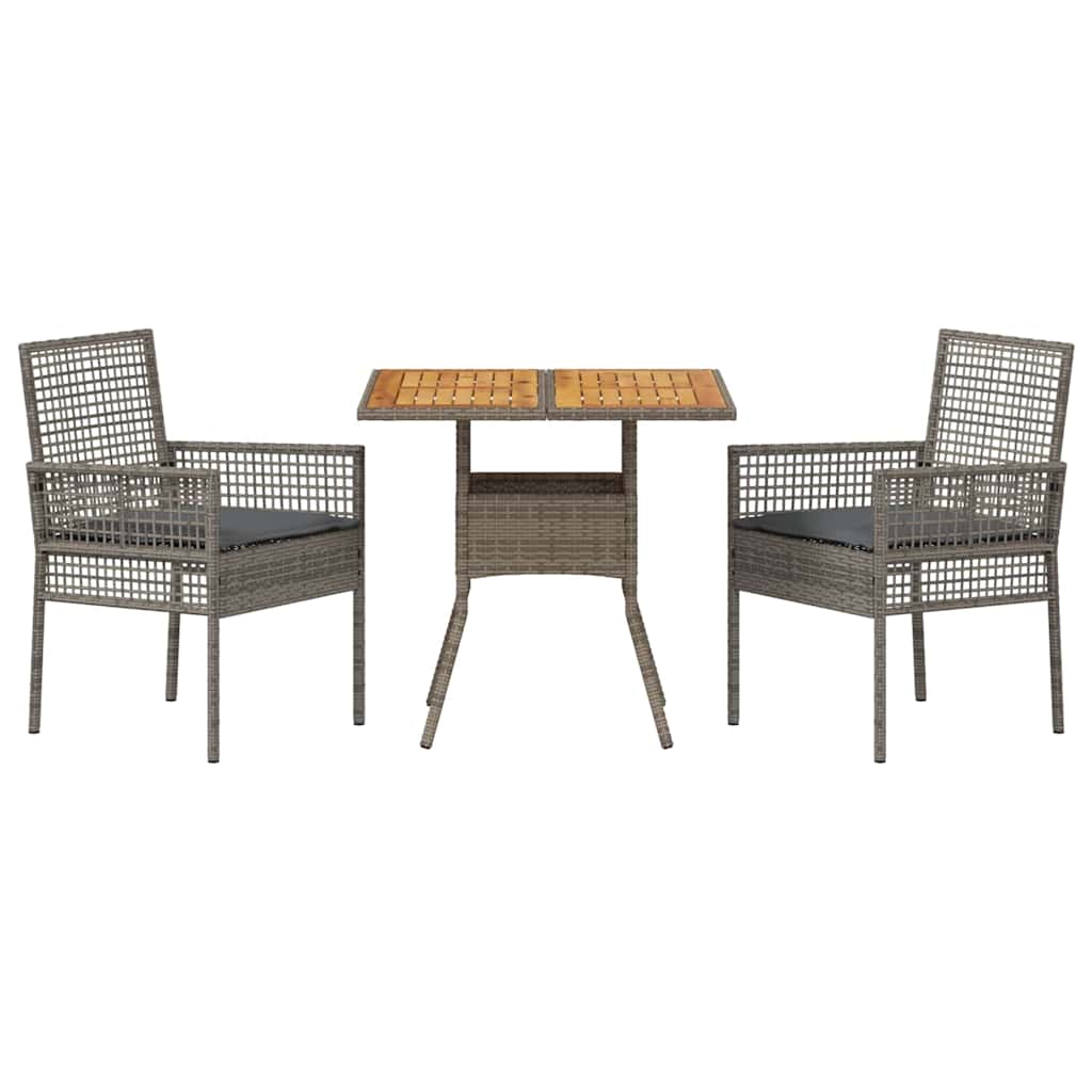 vidaXL Zestaw do jadalni w ogrodzie 3 pcs Szary polirattan