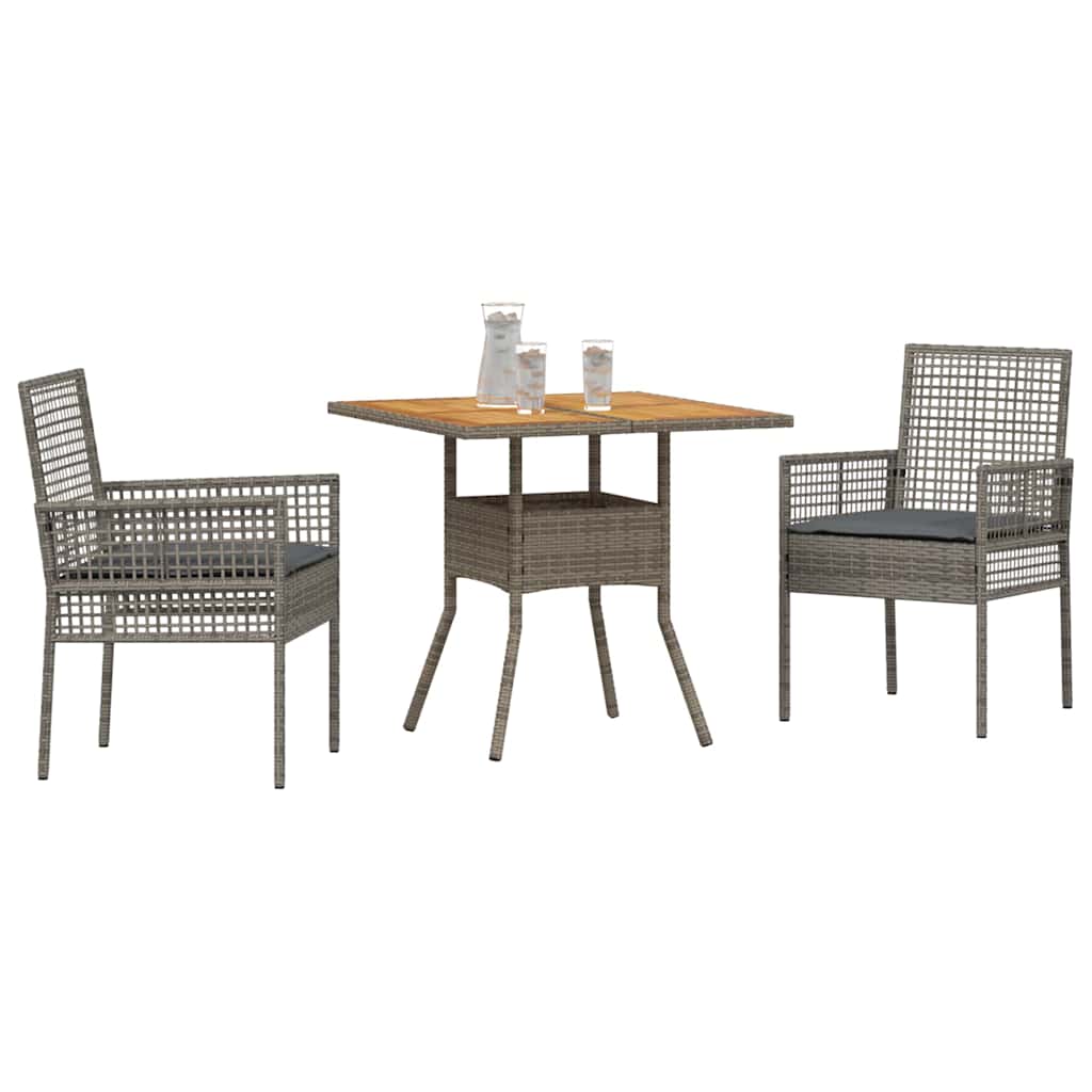 vidaXL Zestaw do jadalni w ogrodzie 3 pcs Szary polirattan