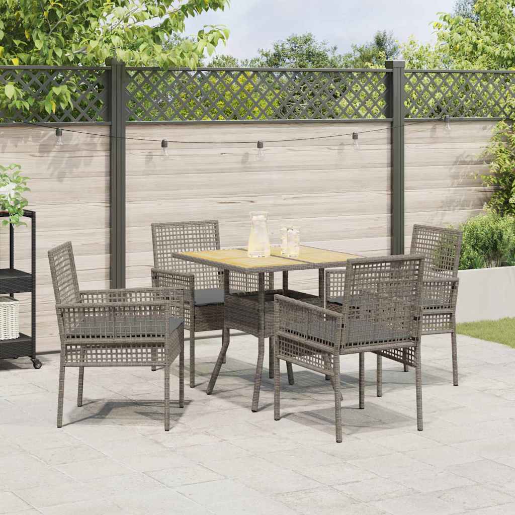 vidaXL Zestaw do jadalni w ogrodzie 5 pcs Szary polirattan