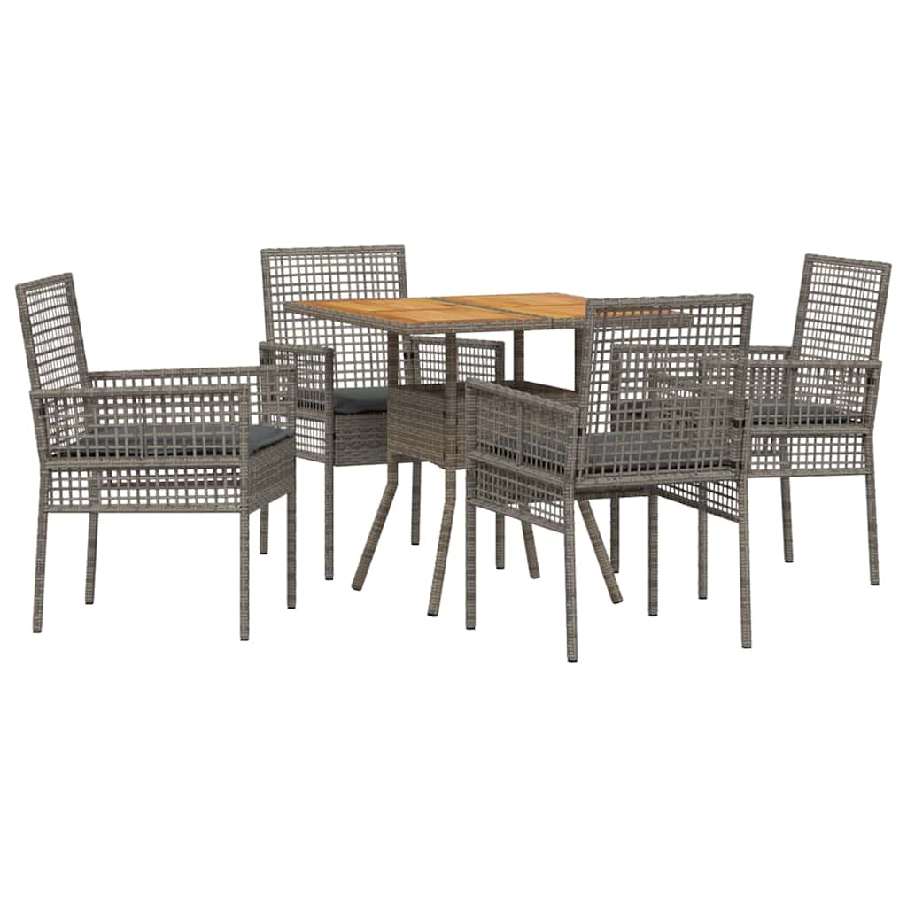 vidaXL Zestaw do jadalni w ogrodzie 5 pcs Szary polirattan