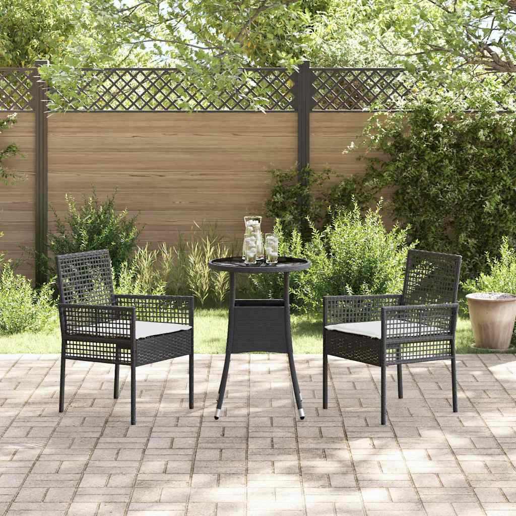 vidaXL Zestaw do jadalni w ogrodzie 3 pcs Czarny polirattan
