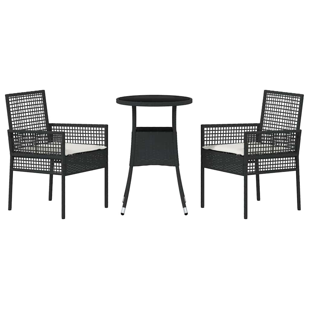 vidaXL Zestaw do jadalni w ogrodzie 3 pcs Czarny polirattan