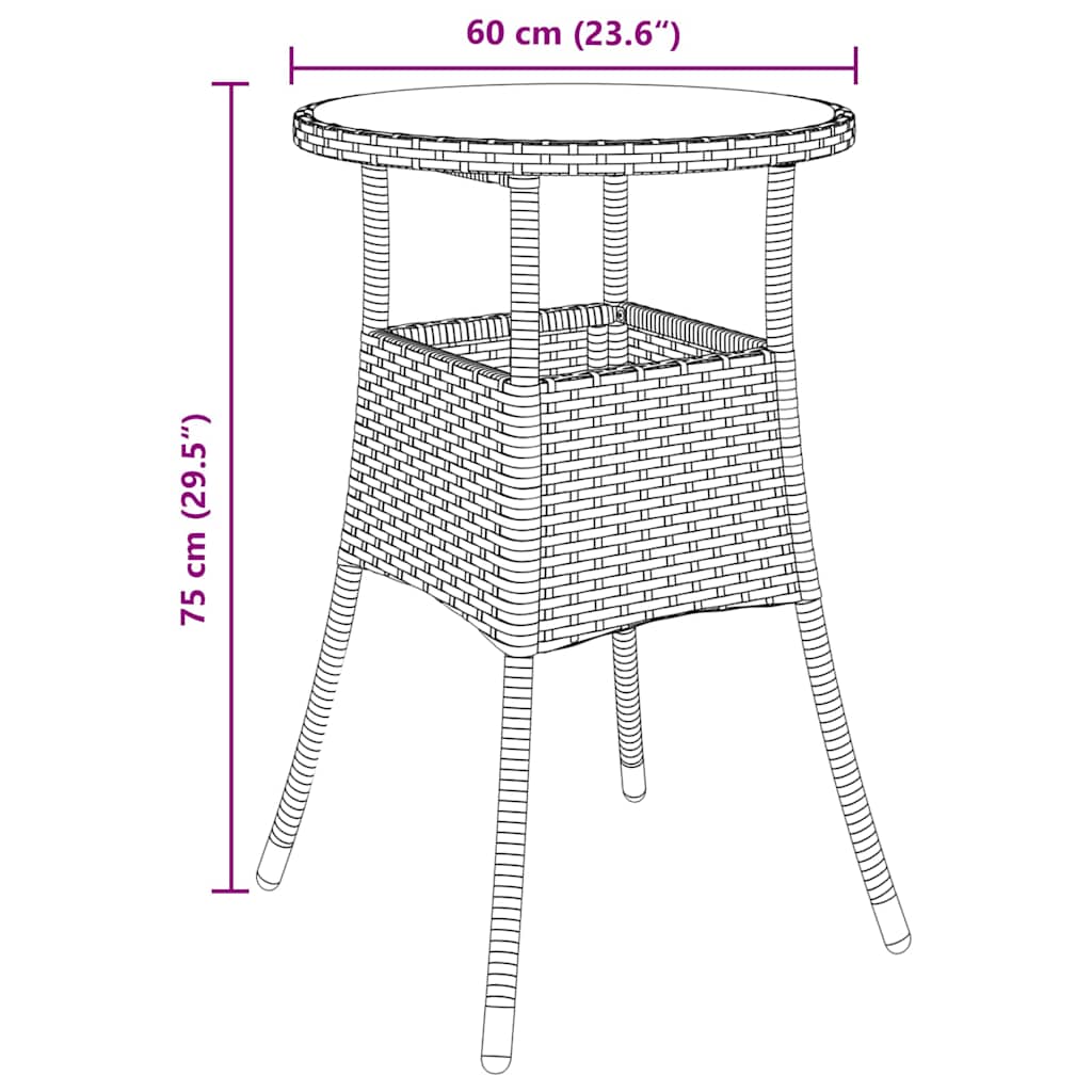 vidaXL Zestaw do jadalni w ogrodzie 3 pcs Czarny polirattan