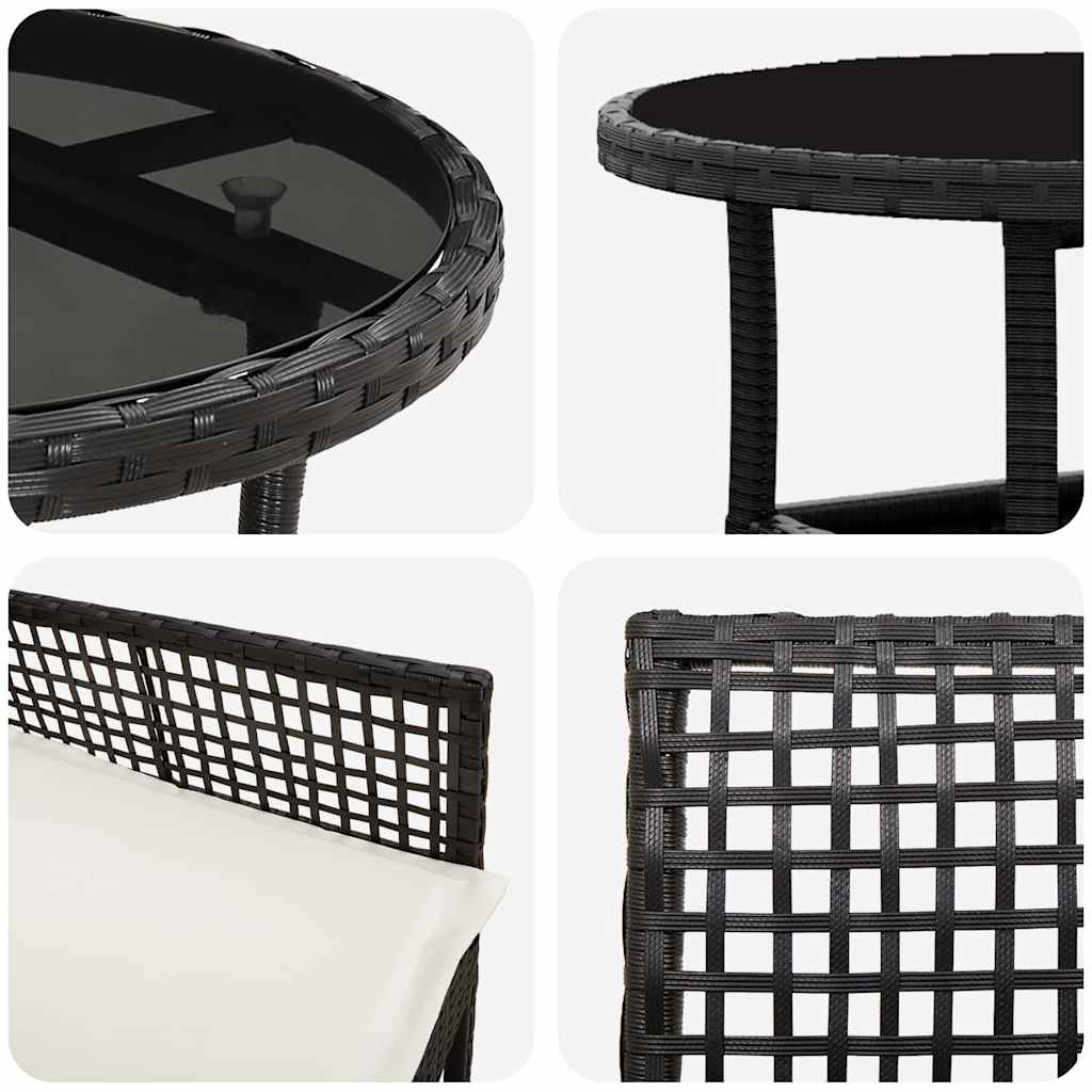 vidaXL Zestaw do jadalni w ogrodzie 5 pcs Czarny polirattan