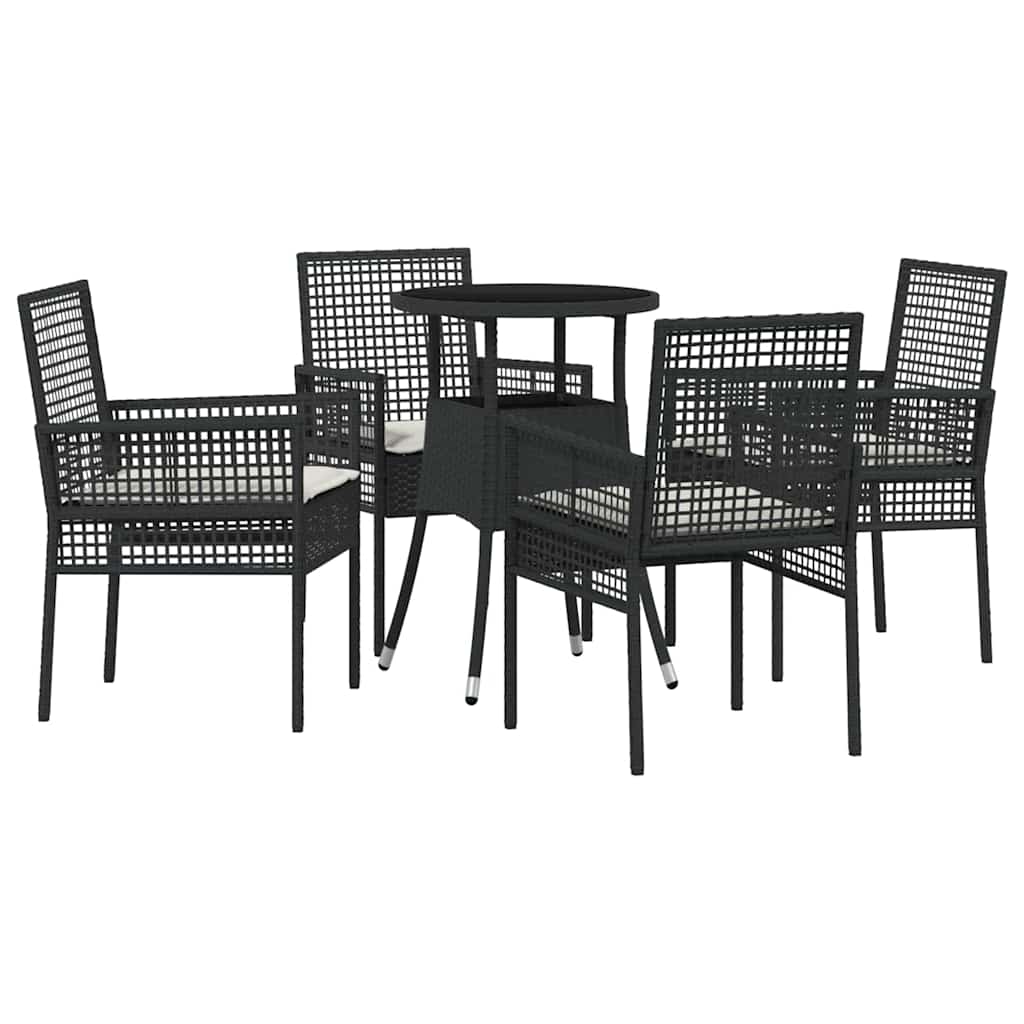 vidaXL Zestaw do jadalni w ogrodzie 5 pcs Czarny polirattan