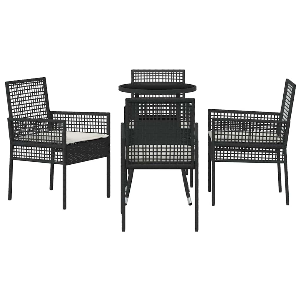 vidaXL Zestaw do jadalni w ogrodzie 5 pcs Czarny polirattan