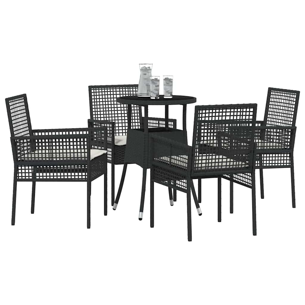 vidaXL Zestaw do jadalni w ogrodzie 5 pcs Czarny polirattan