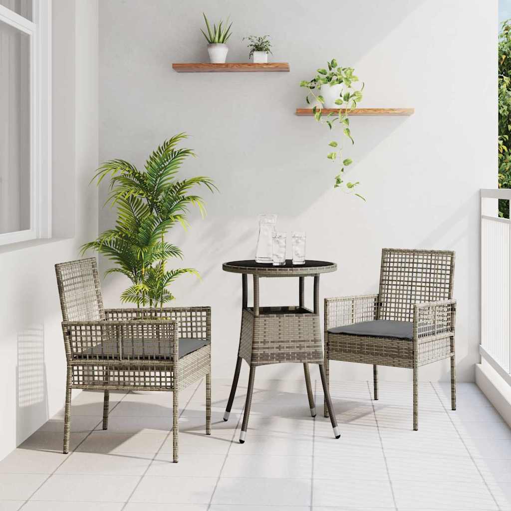vidaXL Zestaw do jadalni w ogrodzie 3 pcs Szary polirattan