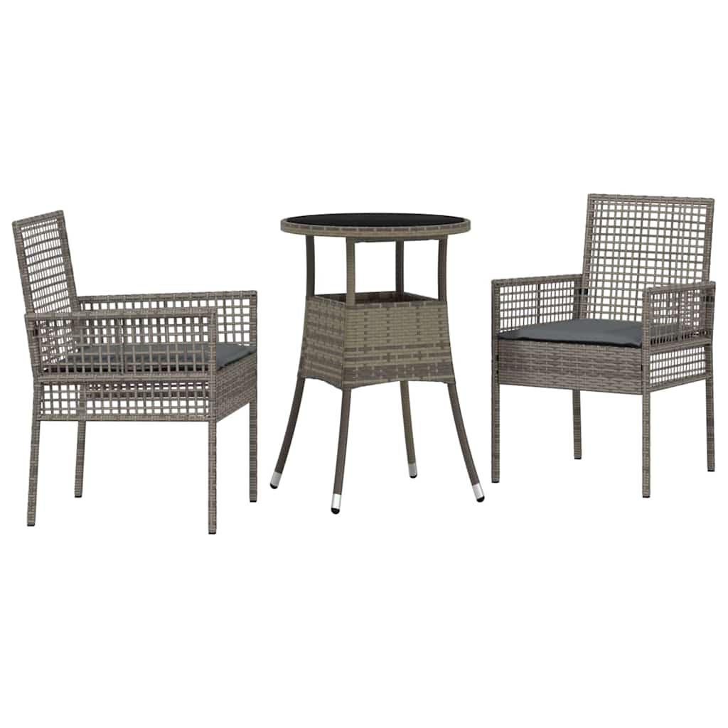 vidaXL Zestaw do jadalni w ogrodzie 3 pcs Szary polirattan