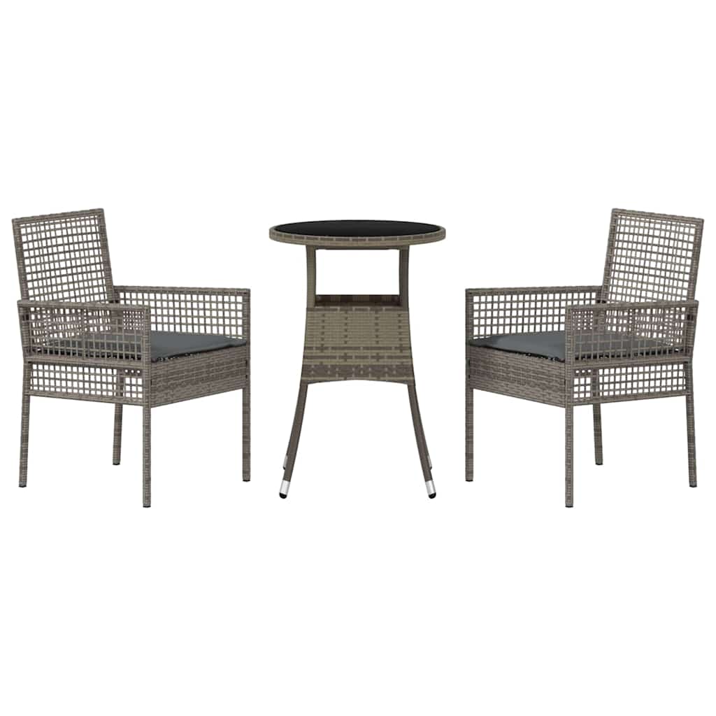 vidaXL Zestaw do jadalni w ogrodzie 3 pcs Szary polirattan