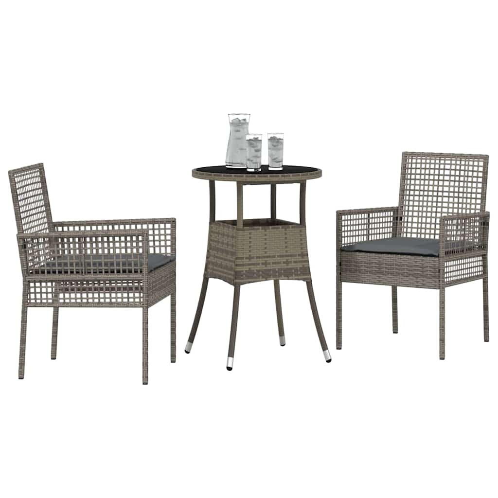 vidaXL Zestaw do jadalni w ogrodzie 3 pcs Szary polirattan
