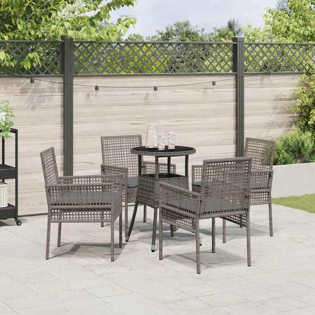 vidaXL Zestaw do jadalni w ogrodzie 5 pcs Szary polirattan
