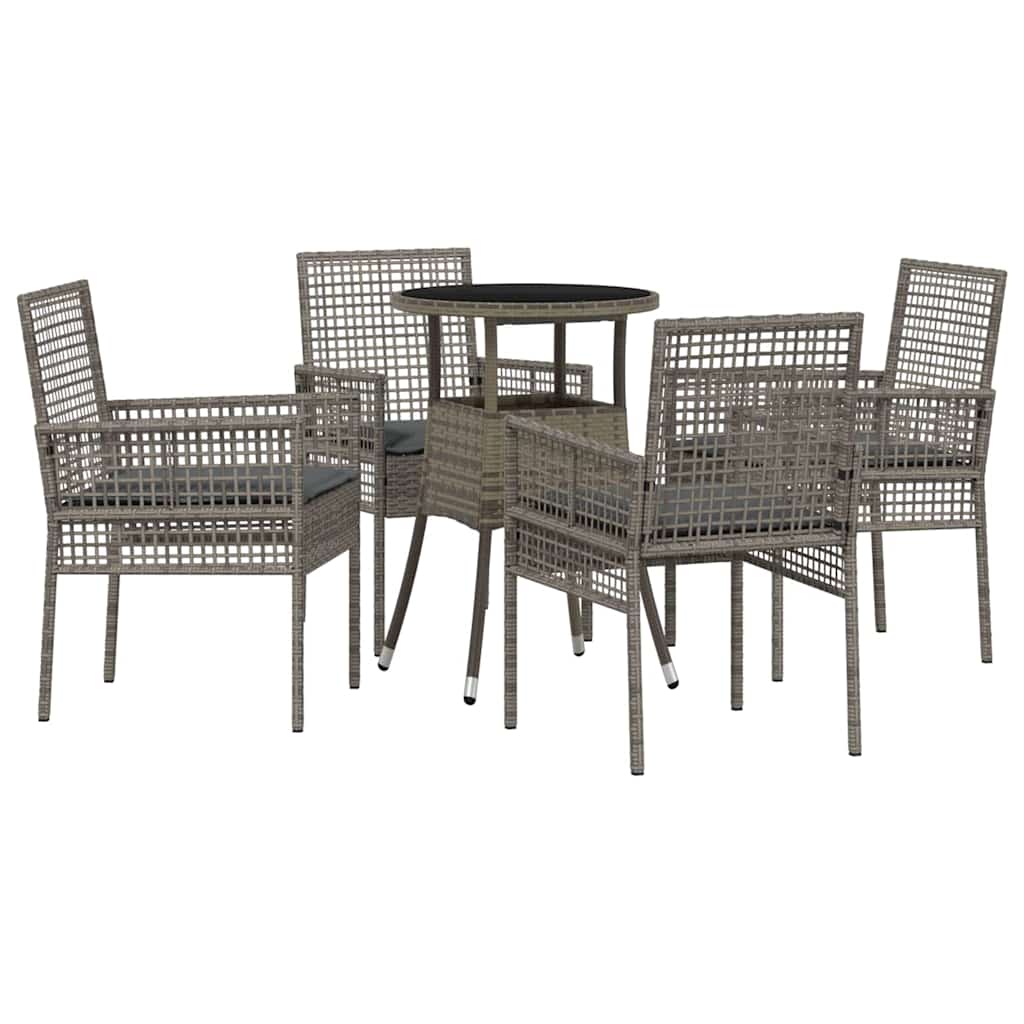 vidaXL Zestaw do jadalni w ogrodzie 5 pcs Szary polirattan