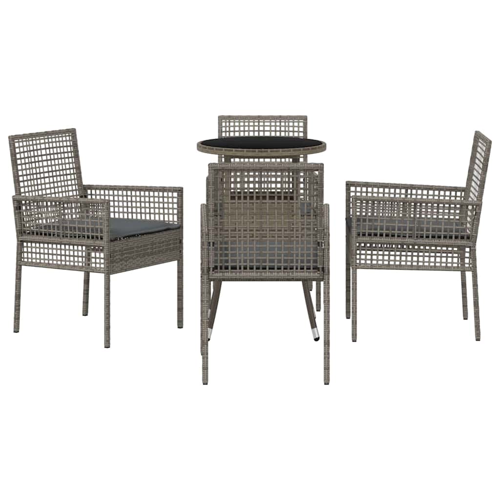 vidaXL Zestaw do jadalni w ogrodzie 5 pcs Szary polirattan