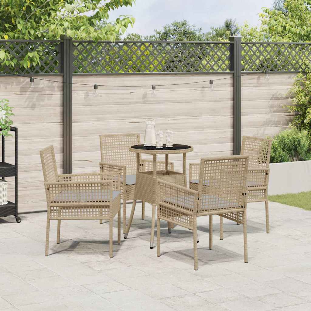 vidaXL Zestaw do jadalni w ogrodzie 5 pcs Beżowy polirattan