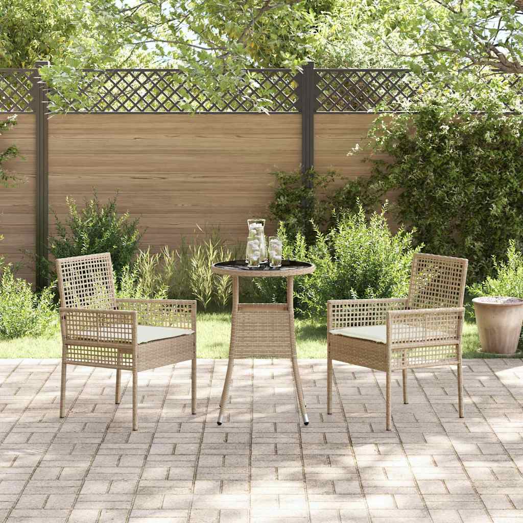 vidaXL Zestaw do jadalni w ogrodzie 3 pcs Beżowy polirattan