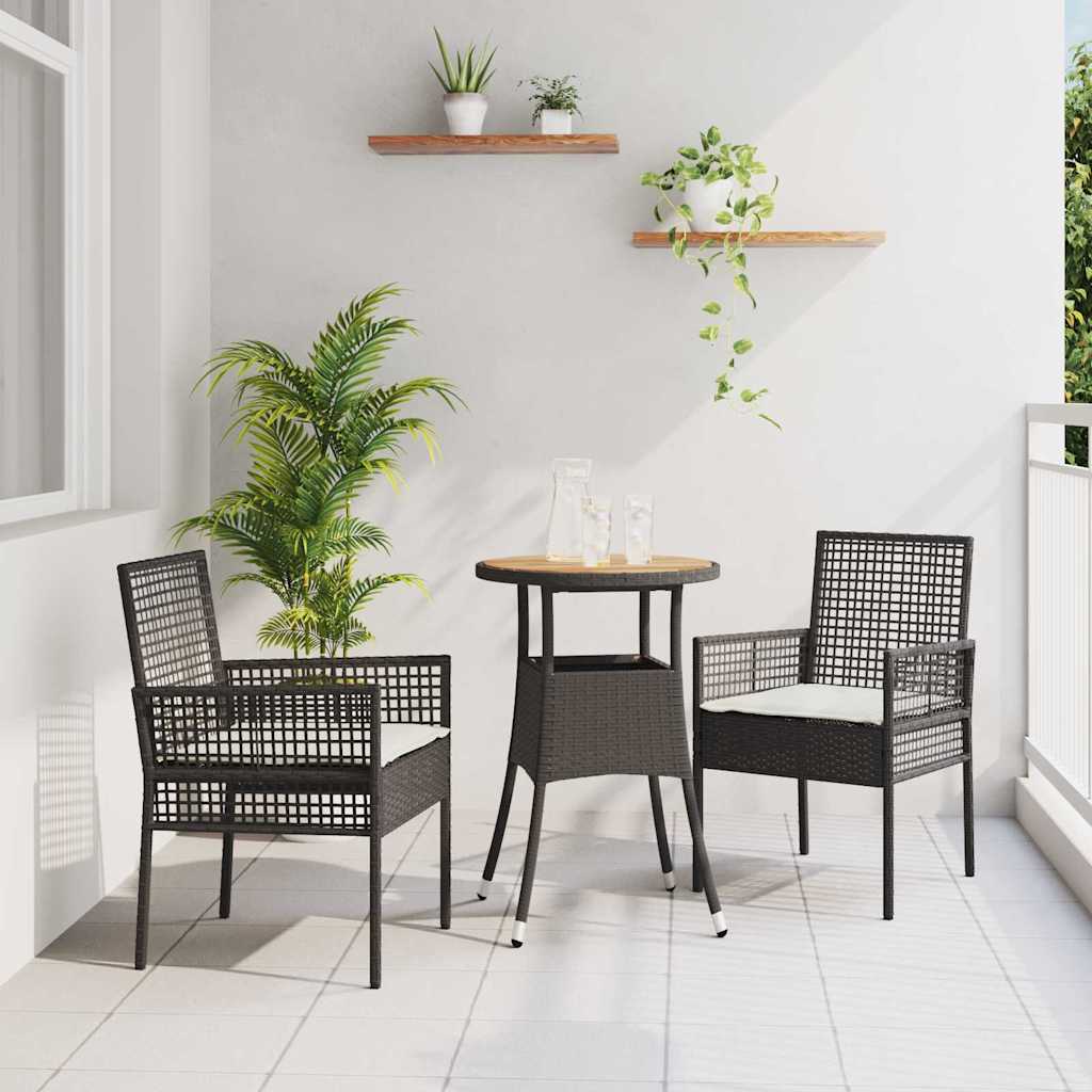 vidaXL Zestaw do jadalni w ogrodzie 3 pcs Czarny polirattan