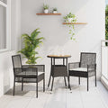 vidaXL Zestaw do jadalni w ogrodzie 3 pcs Czarny polirattan