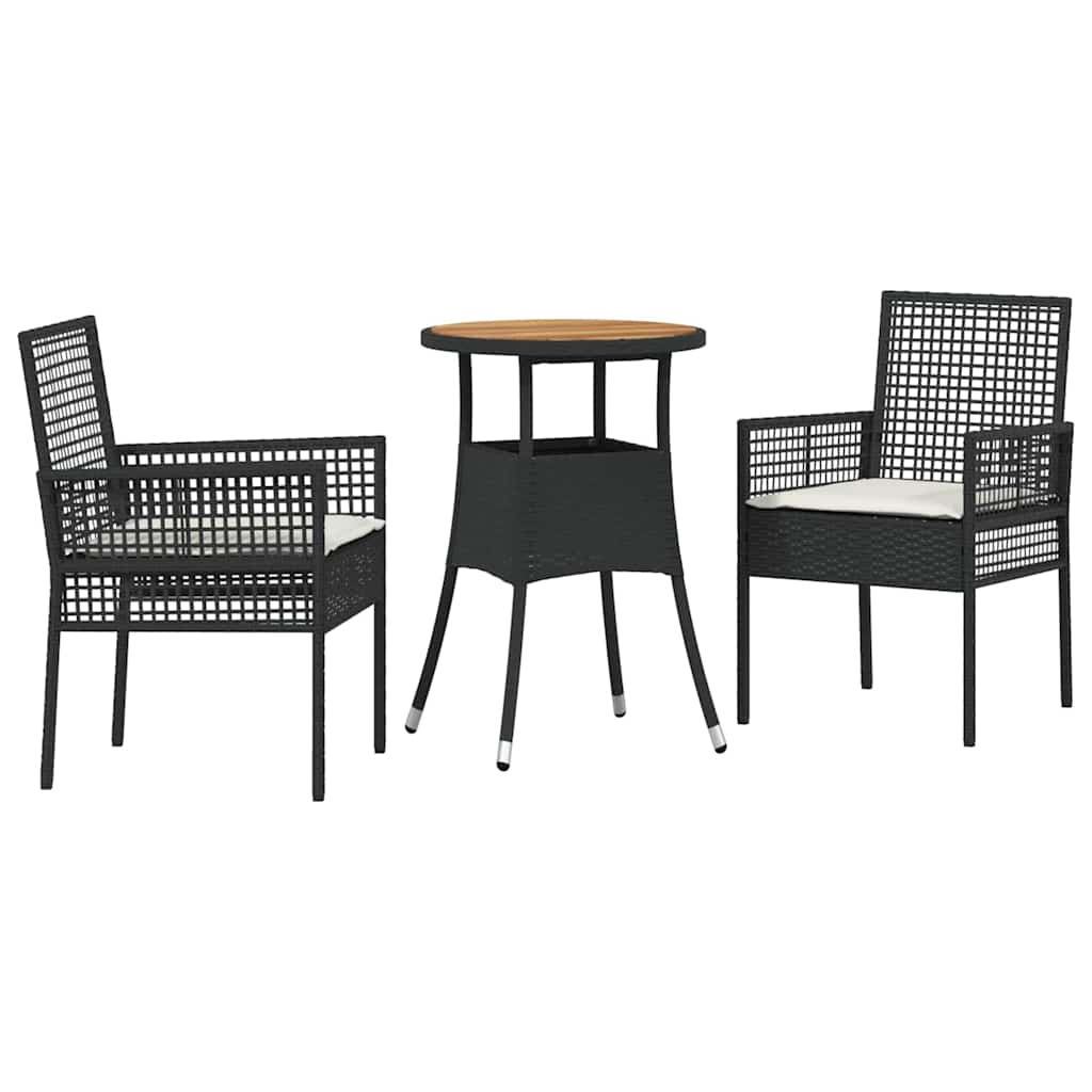 vidaXL Zestaw do jadalni w ogrodzie 3 pcs Czarny polirattan