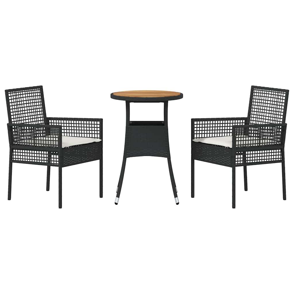 vidaXL Zestaw do jadalni w ogrodzie 3 pcs Czarny polirattan