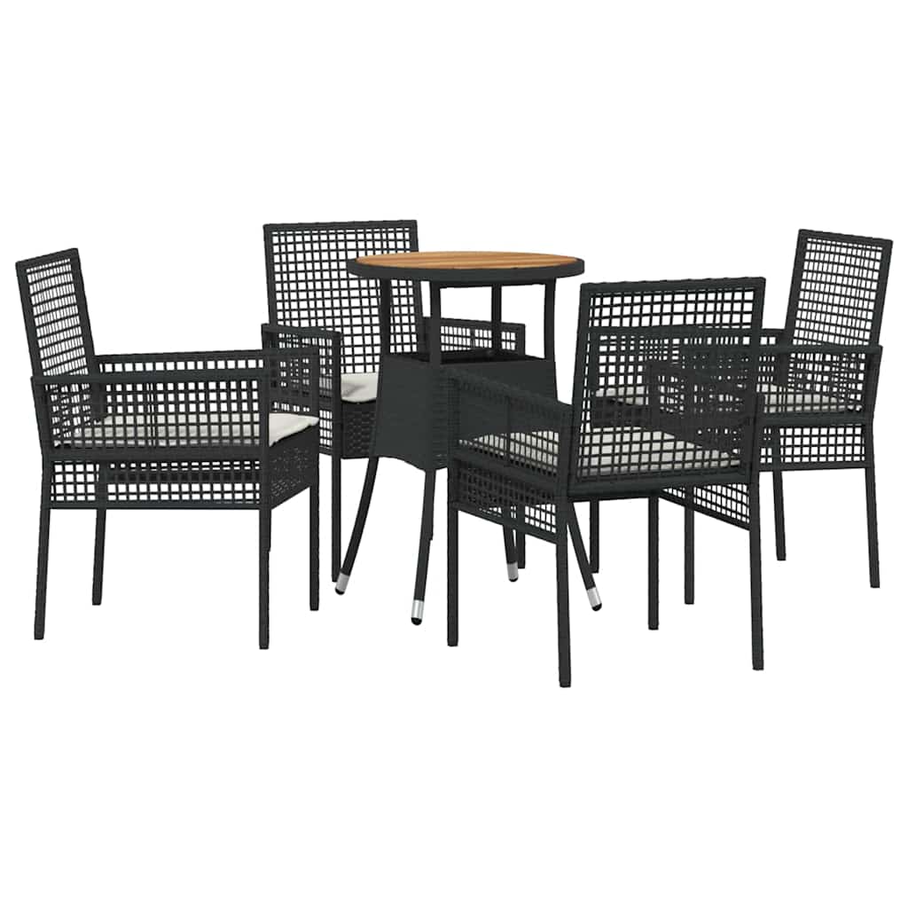 vidaXL Zestaw do jadalni w ogrodzie 5 pcs Czarny polirattan