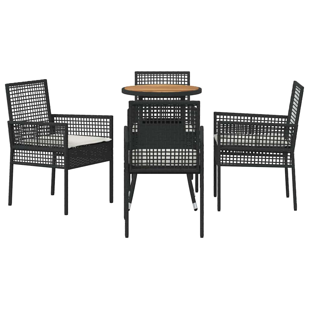 vidaXL Zestaw do jadalni w ogrodzie 5 pcs Czarny polirattan