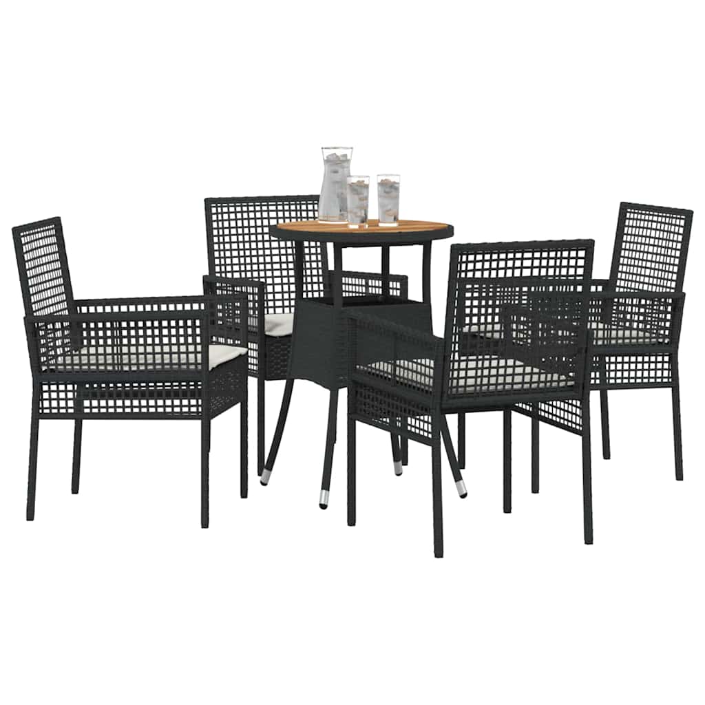 vidaXL Zestaw do jadalni w ogrodzie 5 pcs Czarny polirattan