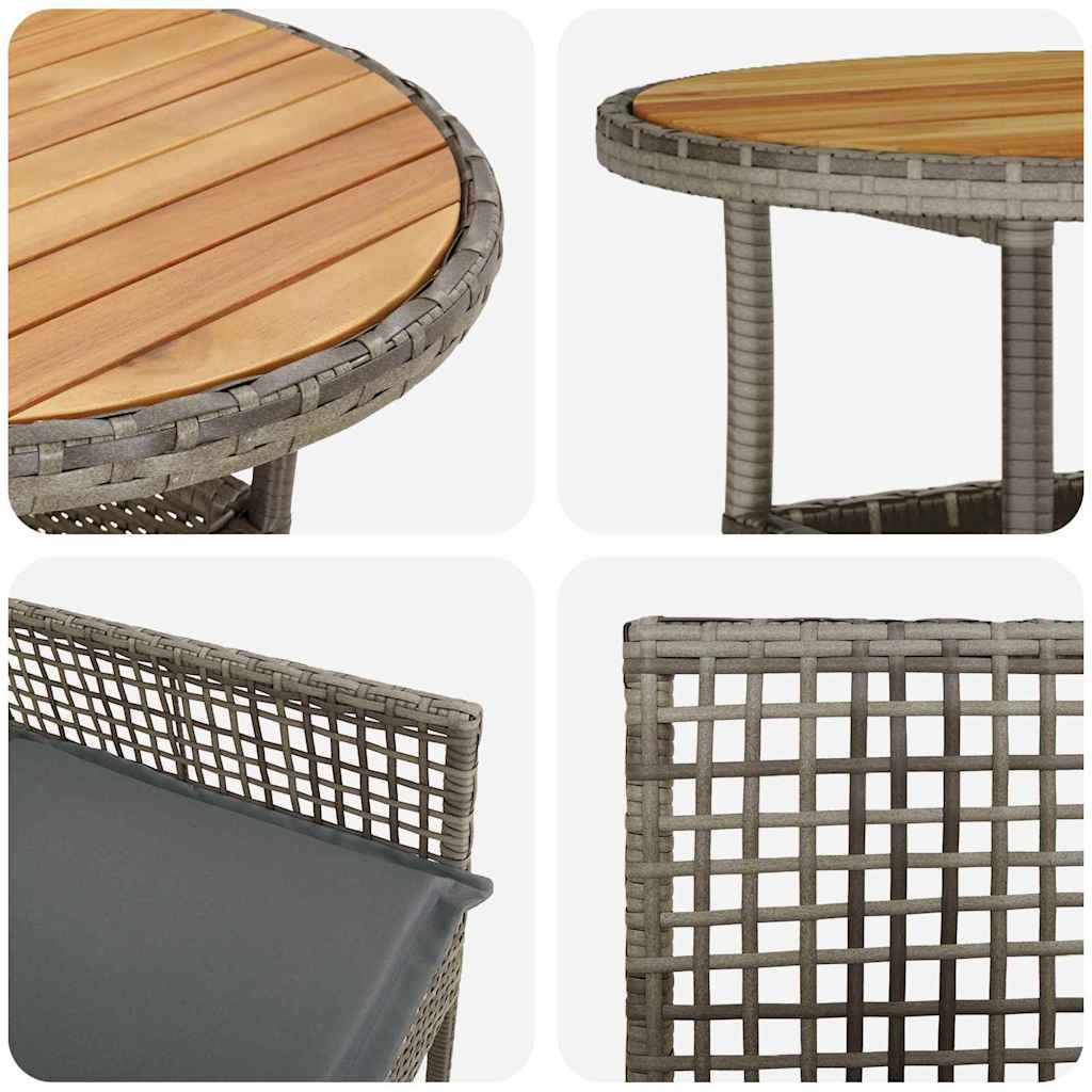 vidaXL Zestaw do jadalni w ogrodzie 3 pcs Szary polirattan