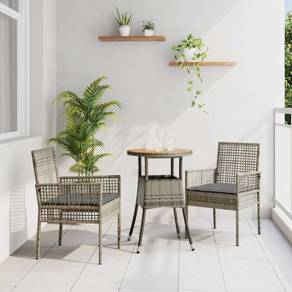 vidaXL Zestaw do jadalni w ogrodzie 3 pcs Szary polirattan