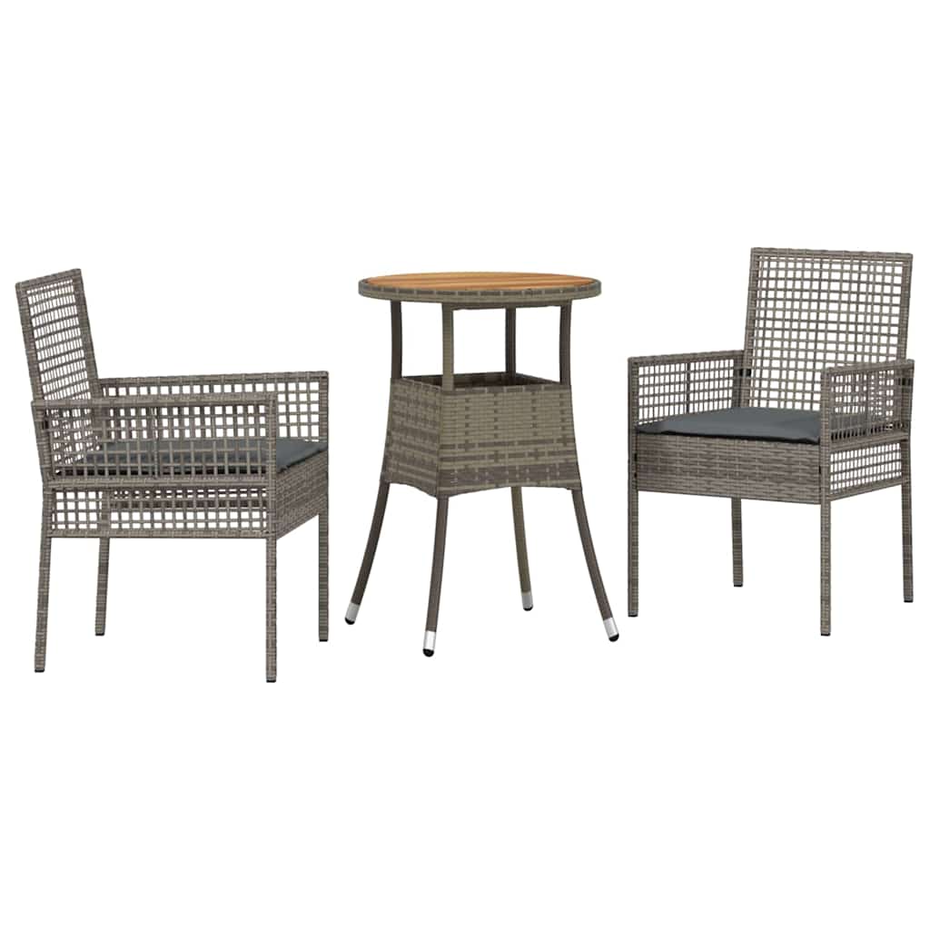vidaXL Zestaw do jadalni w ogrodzie 3 pcs Szary polirattan