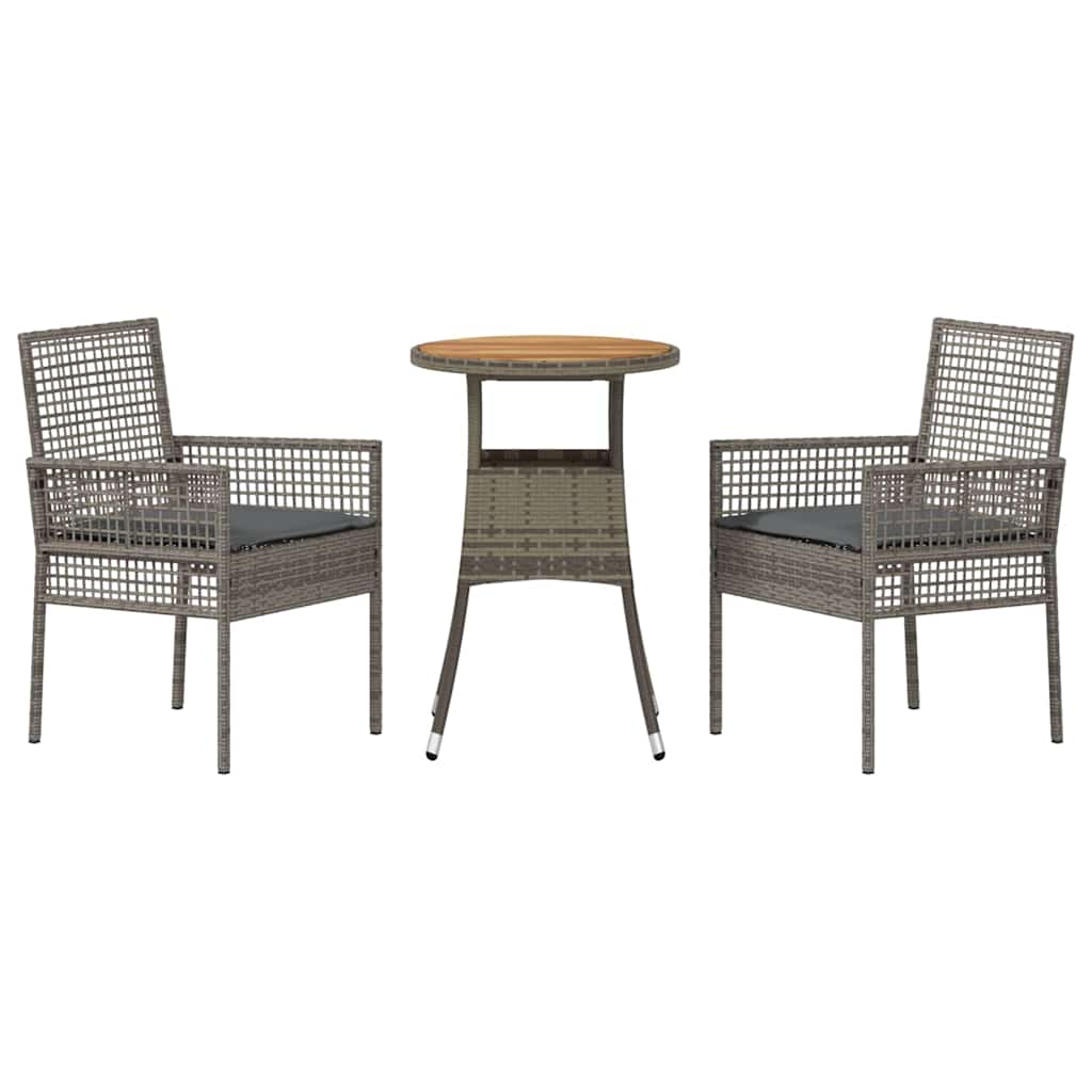 vidaXL Zestaw do jadalni w ogrodzie 3 pcs Szary polirattan