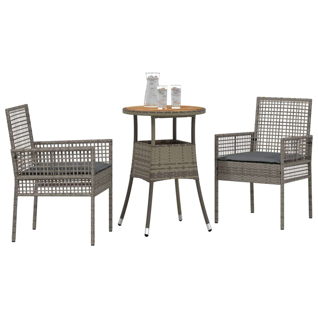 vidaXL Zestaw do jadalni w ogrodzie 3 pcs Szary polirattan