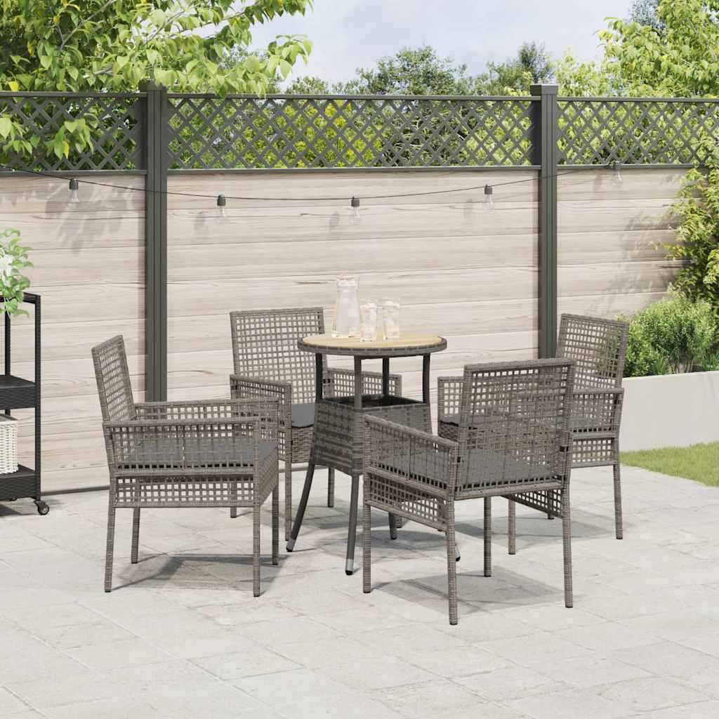 vidaXL Zestaw do jadalni w ogrodzie 5 pcs Szary polirattan