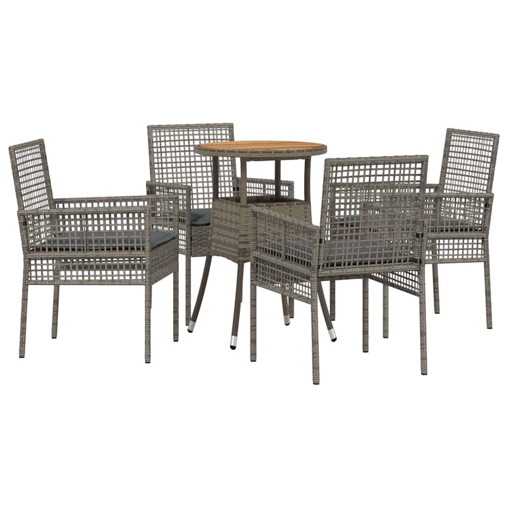 vidaXL Zestaw do jadalni w ogrodzie 5 pcs Szary polirattan