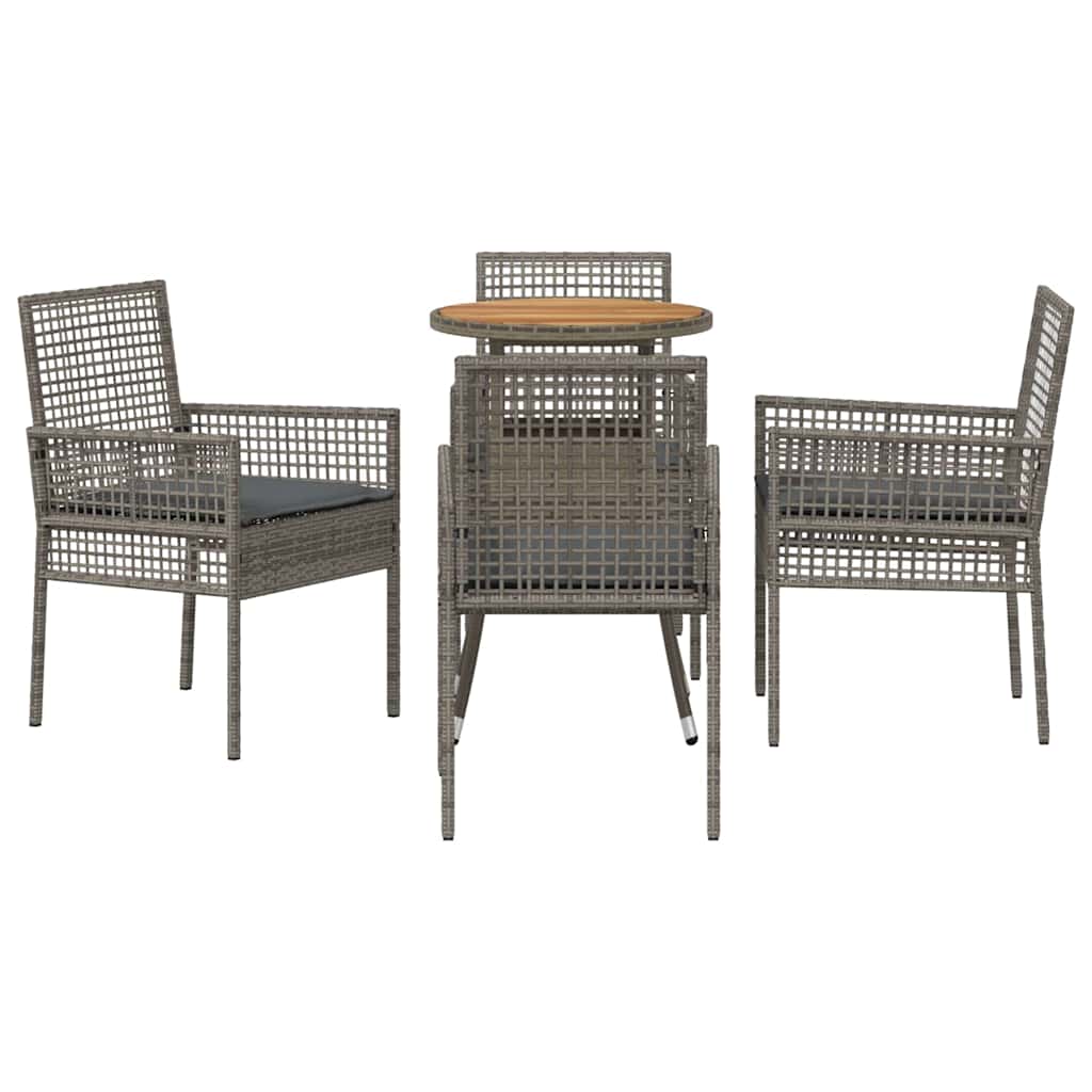 vidaXL Zestaw do jadalni w ogrodzie 5 pcs Szary polirattan