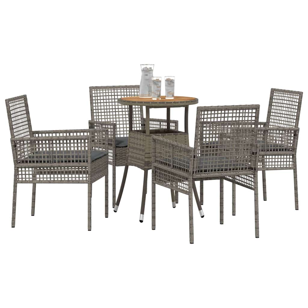 vidaXL Zestaw do jadalni w ogrodzie 5 pcs Szary polirattan