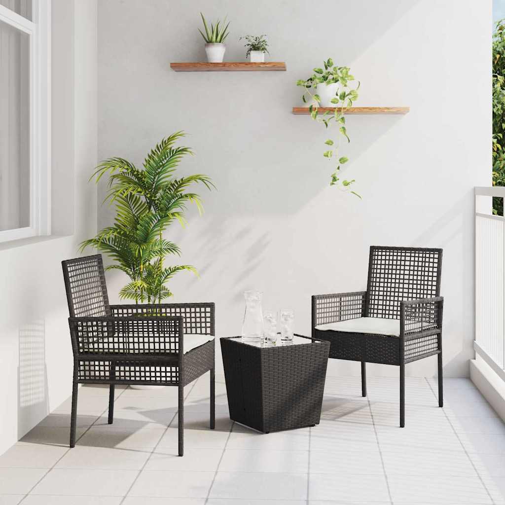 vidaXL Zestaw Bistro Ogrodowego 3 szt. Czarny polirattan