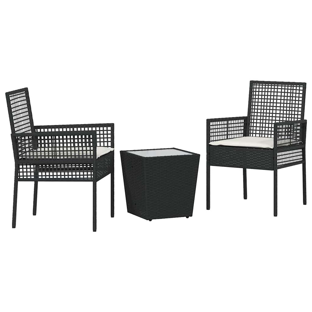 vidaXL Zestaw Bistro Ogrodowego 3 szt. Czarny polirattan