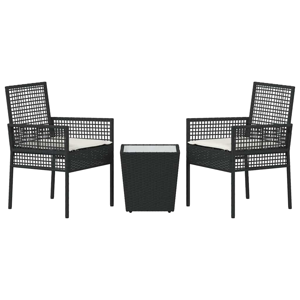 vidaXL Zestaw Bistro Ogrodowego 3 szt. Czarny polirattan